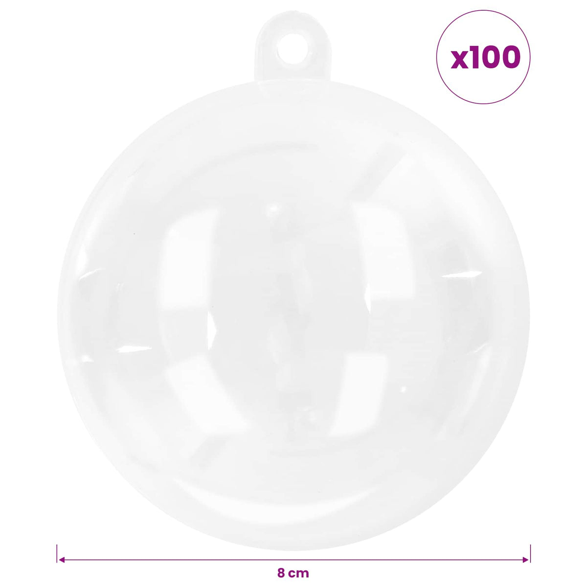 Christmas Ball Set 100 pcs Transparent Dia. 8 cm Plastic