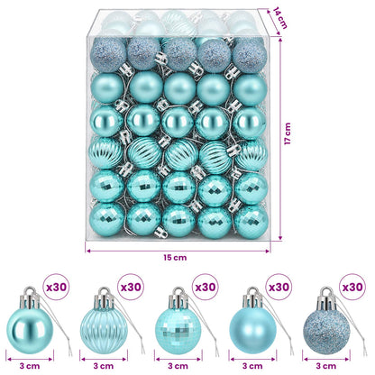 Christmas Ball Set 150 pcs Turquoise 3 cm Polystyrene