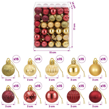 Christmas Ball Set 150 pcs Gold and Wine Red 3 cm Polystyrene