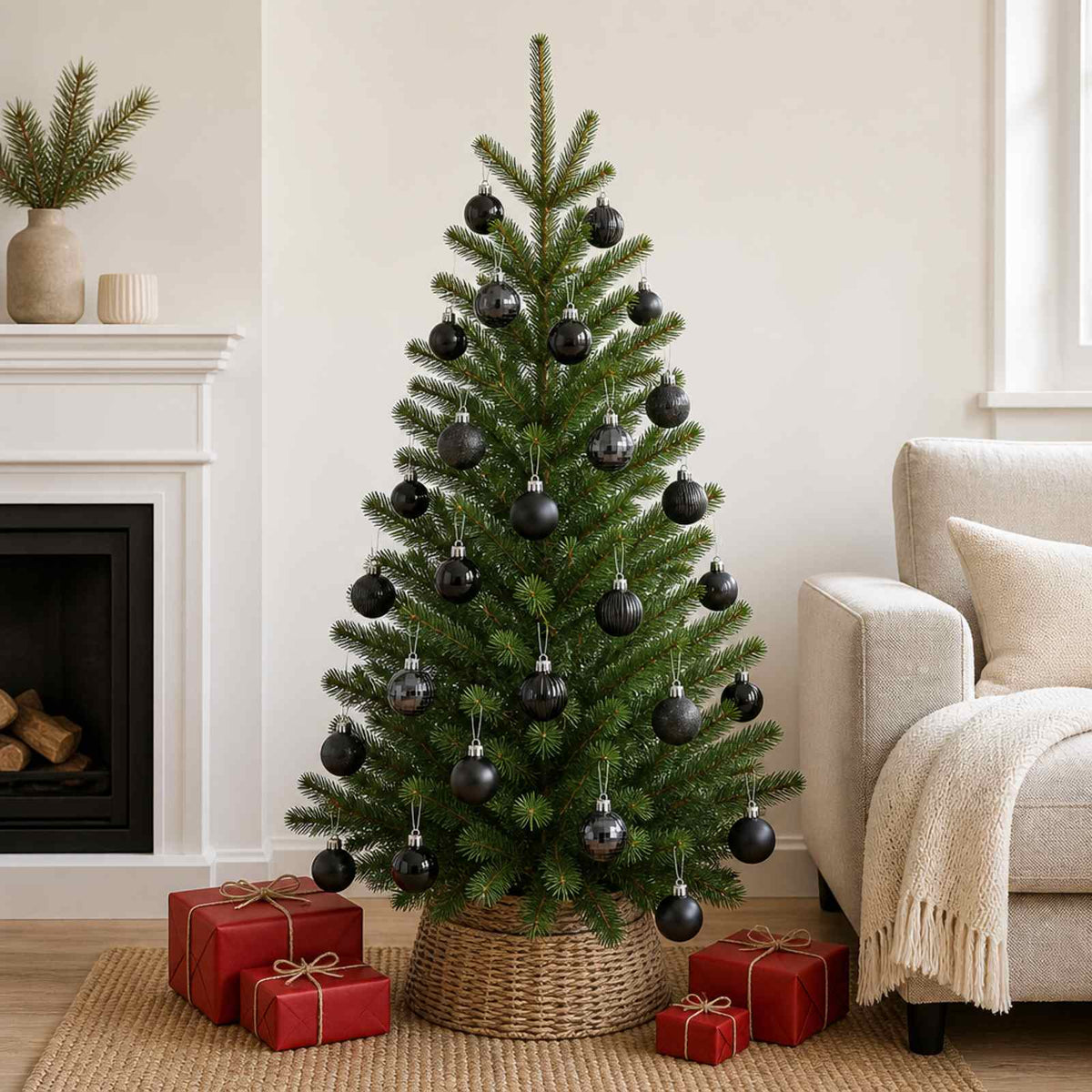 Christmas Ball Set 100 pcs Black 4 cm Polystyrene