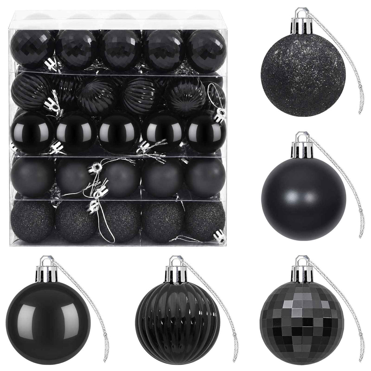 Christmas Ball Set 100 pcs Black 4 cm Polystyrene