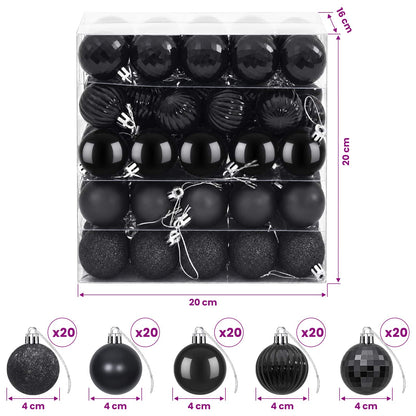 Christmas Ball Set 100 pcs Black 4 cm Polystyrene