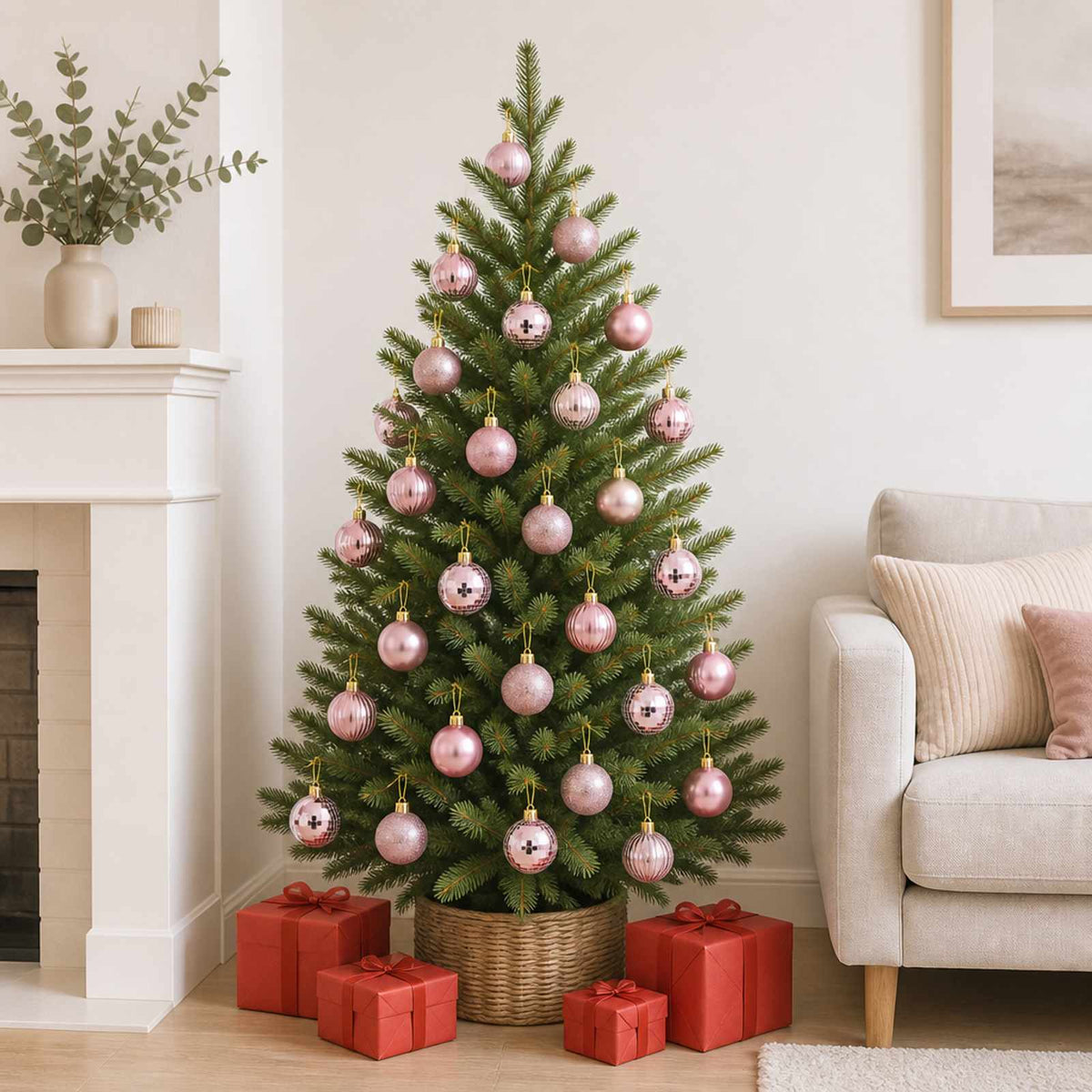 Christmas Ball Set 100 pcs Pink 4 cm Polystyrene