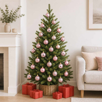 Christmas Ball Set 100 pcs Pink 4 cm Polystyrene
