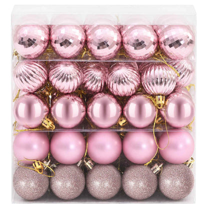 Christmas Ball Set 100 pcs Pink 4 cm Polystyrene