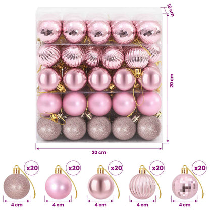 Christmas Ball Set 100 pcs Pink 4 cm Polystyrene
