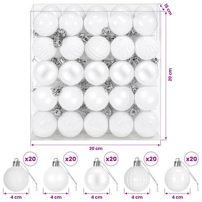 Christmas Ball Set 100 pcs White 4 cm Polystyrene