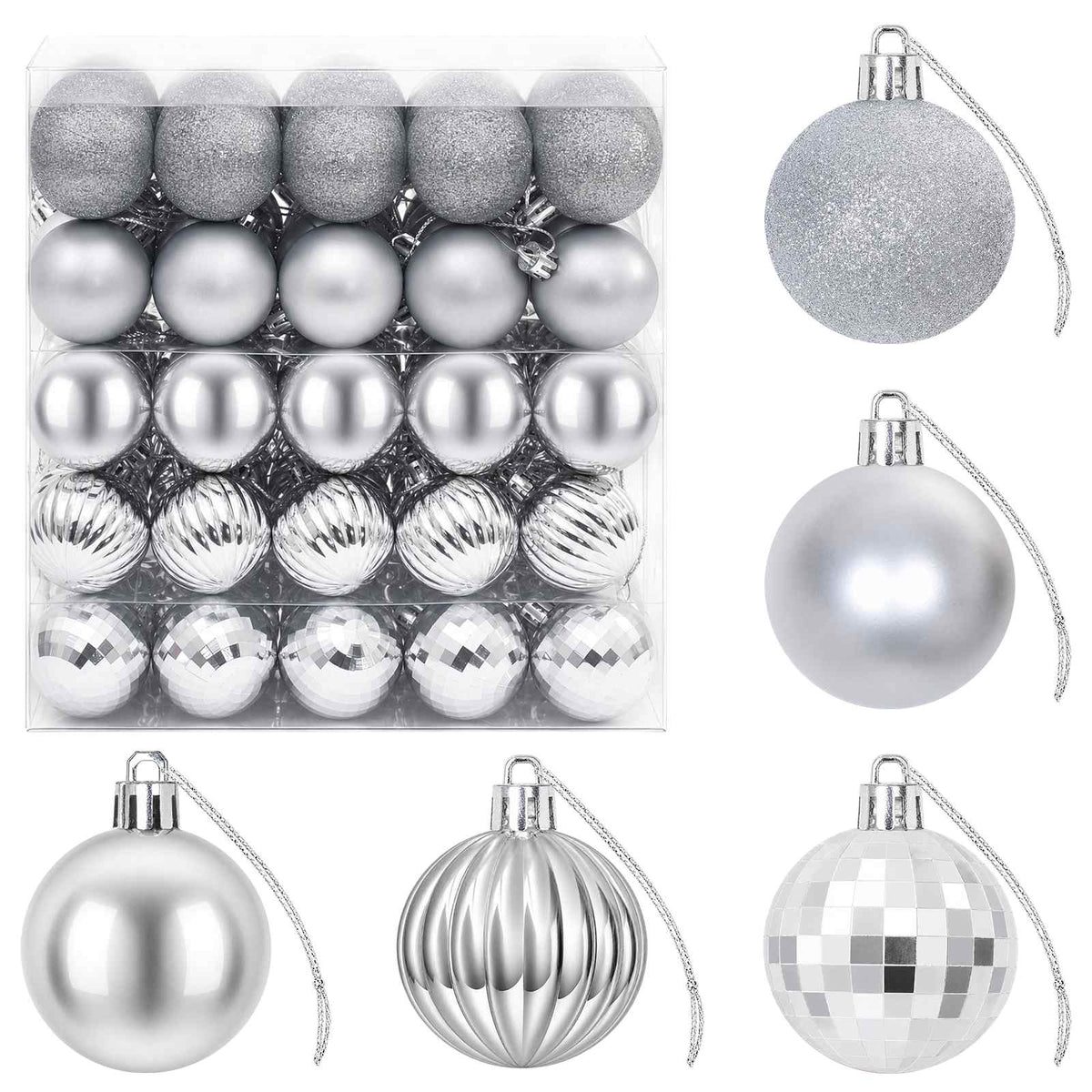 Christmas Ball Set 100 pcs Silver 4 cm Polystyrene
