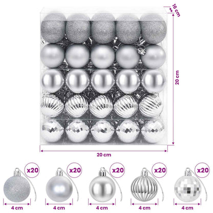 Christmas Ball Set 100 pcs Silver 4 cm Polystyrene