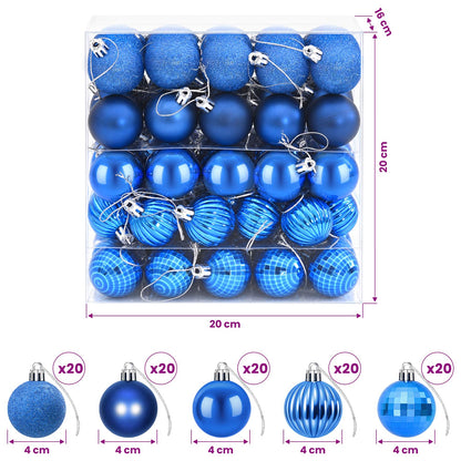 Christmas Ball Set 100 pcs Blue 4 cm Polystyrene