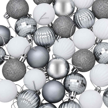 Christmas Ball Set 100 pcs White and Grey 4 cm Polystyrene