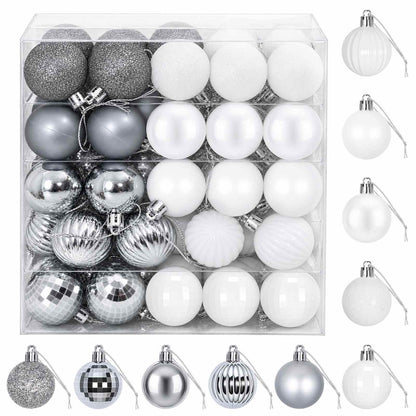 Christmas Ball Set 100 pcs White and Grey 4 cm Polystyrene