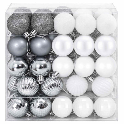 Christmas Ball Set 100 pcs White and Grey 4 cm Polystyrene