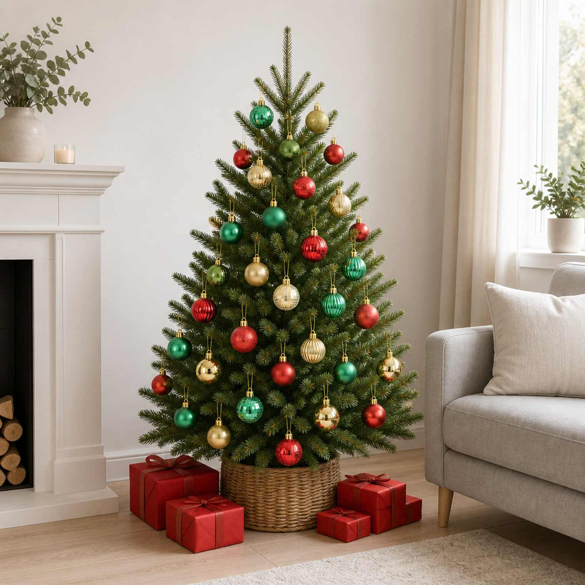Christmas Ball Set 100 pcs Red, Gold and Green 4 cm Polystyrene