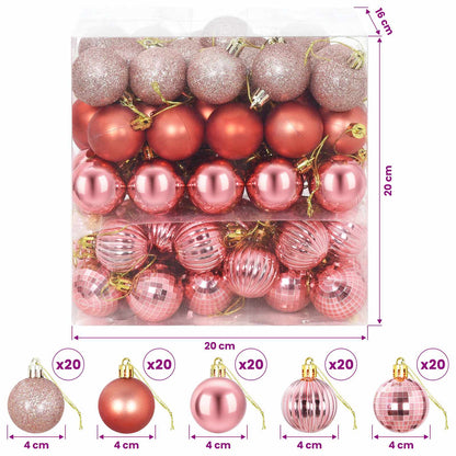 Christmas Ball Set 100 pcs Pink and Rose 4 cm Polystyrene