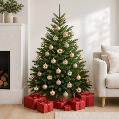 Christmas Ball Set 75 pcs Rose Gold 6 cm Polystyrene