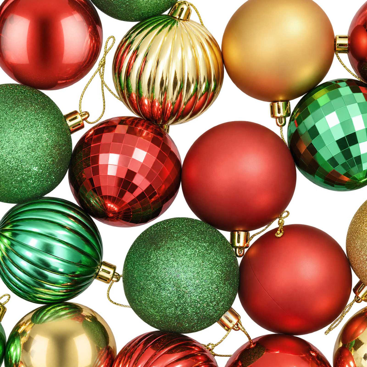 Christmas Ball Set 75 pcs Red, Gold and Green 6 cm Polystyrene