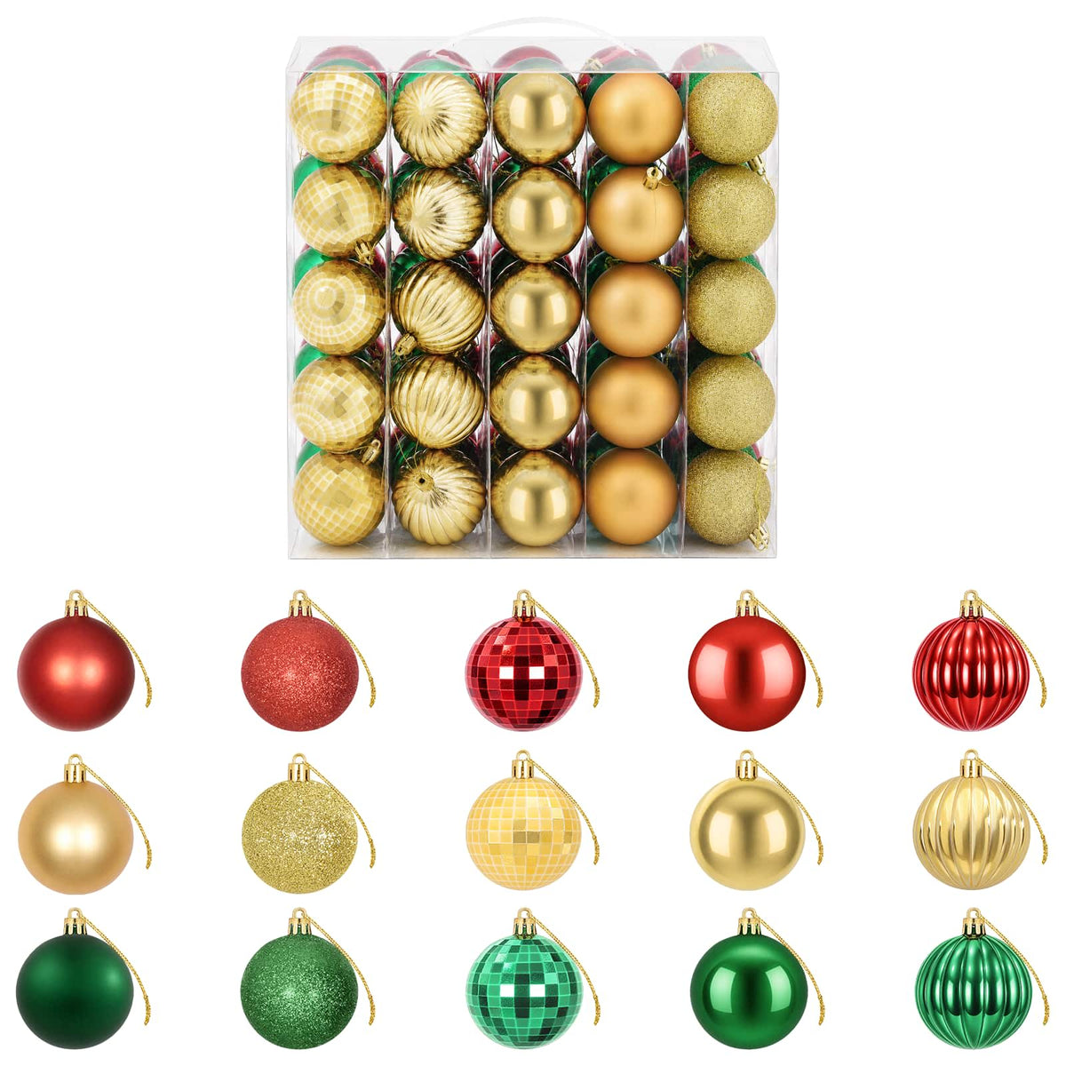 Christmas Ball Set 75 pcs Red, Gold and Green 6 cm Polystyrene