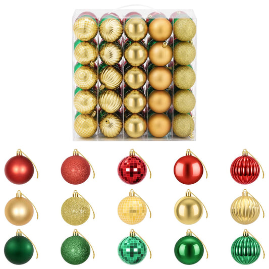 Christmas Ball Set 75 pcs Red, Gold and Green 6 cm Polystyrene