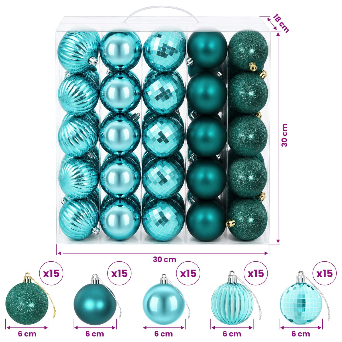 Christmas Ball Set 75 pcs Green 6 cm Polystyrene