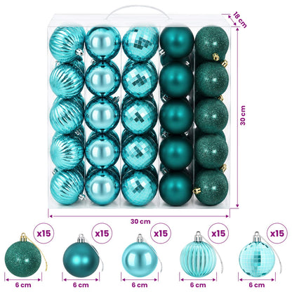 Christmas Ball Set 75 pcs Green 6 cm Polystyrene