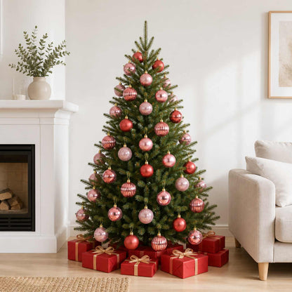 Christmas Ball Set 75 pcs Pink and Rose 6 cm Polystyrene