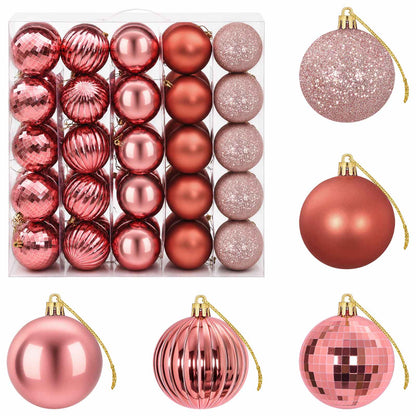 Christmas Ball Set 75 pcs Pink and Rose 6 cm Polystyrene