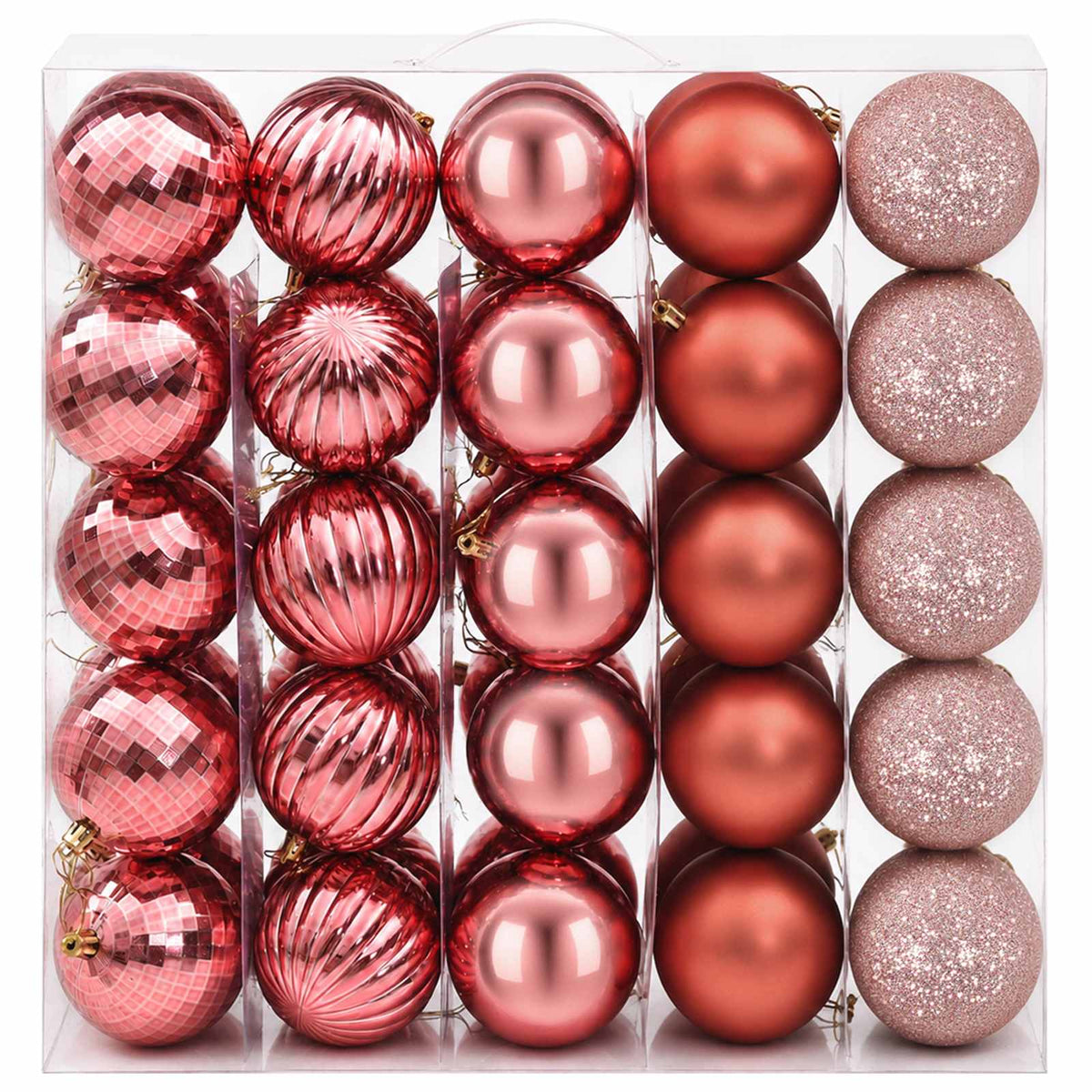 Christmas Ball Set 75 pcs Pink and Rose 6 cm Polystyrene