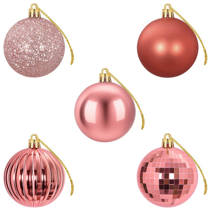 Christmas Ball Set 75 pcs Pink and Rose 6 cm Polystyrene