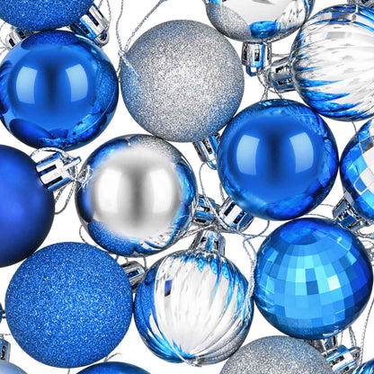 Christmas Ball Set 75 pcs Blue and Silver 6 cm Polystyrene
