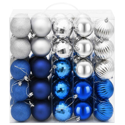 Christmas Ball Set 75 pcs Blue and Silver 6 cm Polystyrene