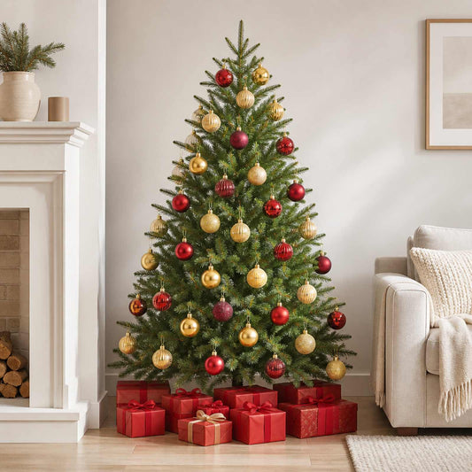Christmas Ball Set 75 pcs Gold and Wine Red 6 cm Polystyrene