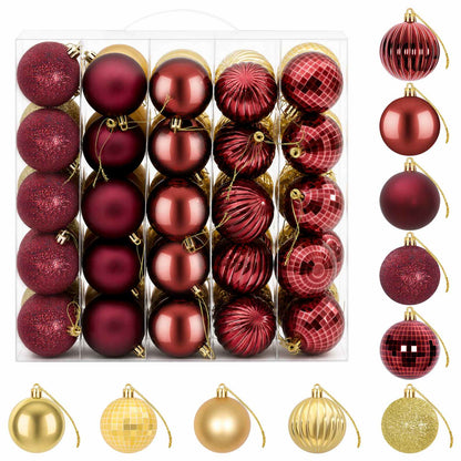 Christmas Ball Set 75 pcs Gold and Wine Red 6 cm Polystyrene