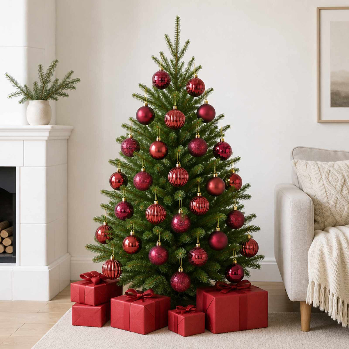 Christmas Ball Set 75 pcs Wine Red 6 cm Polystyrene