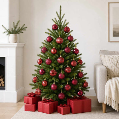 Christmas Ball Set 75 pcs Wine Red 6 cm Polystyrene