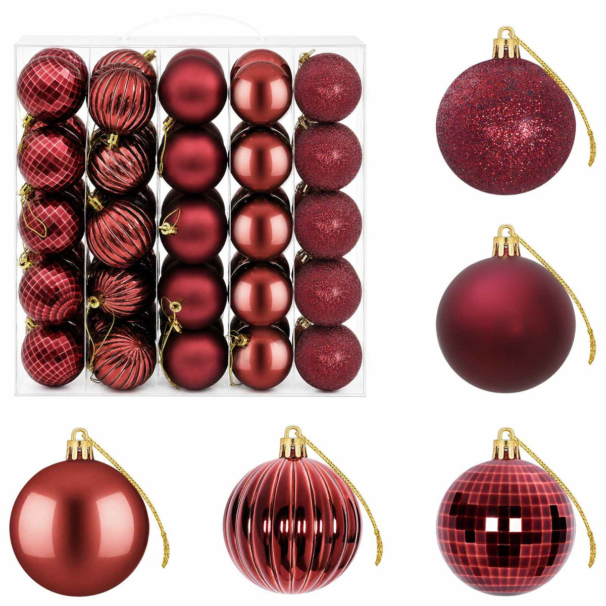 Christmas Ball Set 75 pcs Wine Red 6 cm Polystyrene