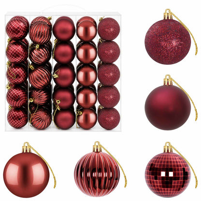 Christmas Ball Set 75 pcs Wine Red 6 cm Polystyrene