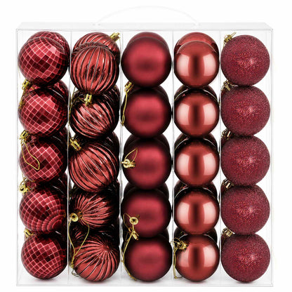 Christmas Ball Set 75 pcs Wine Red 6 cm Polystyrene