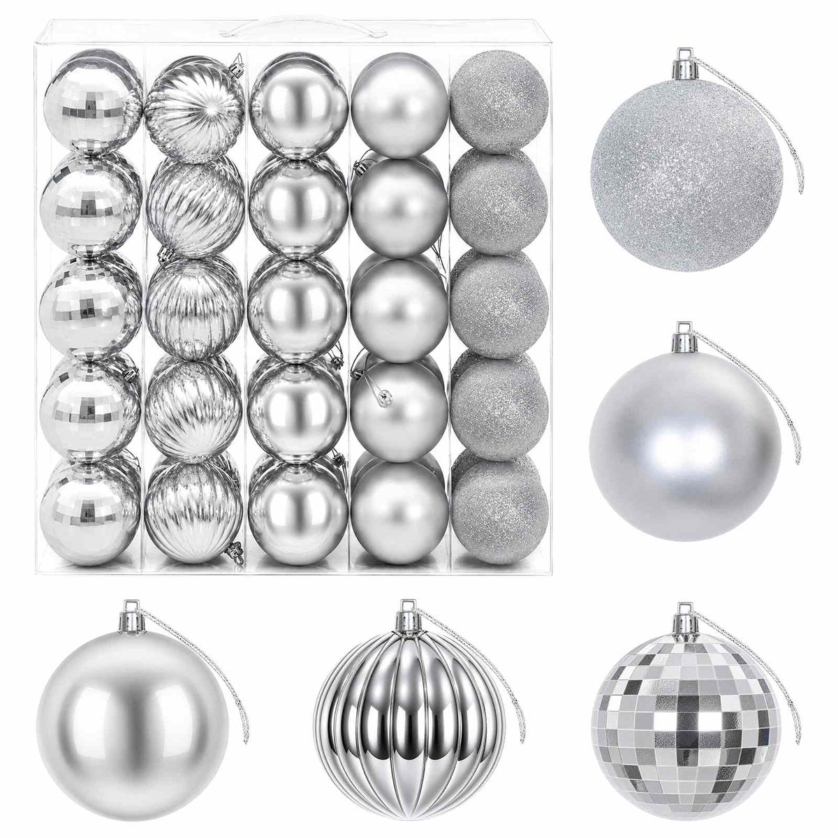 Christmas Ball Set 50 pcs Silver 8 cm Polystyrene