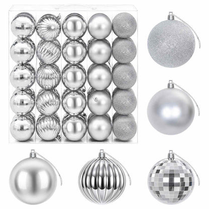 Christmas Ball Set 50 pcs Silver 8 cm Polystyrene