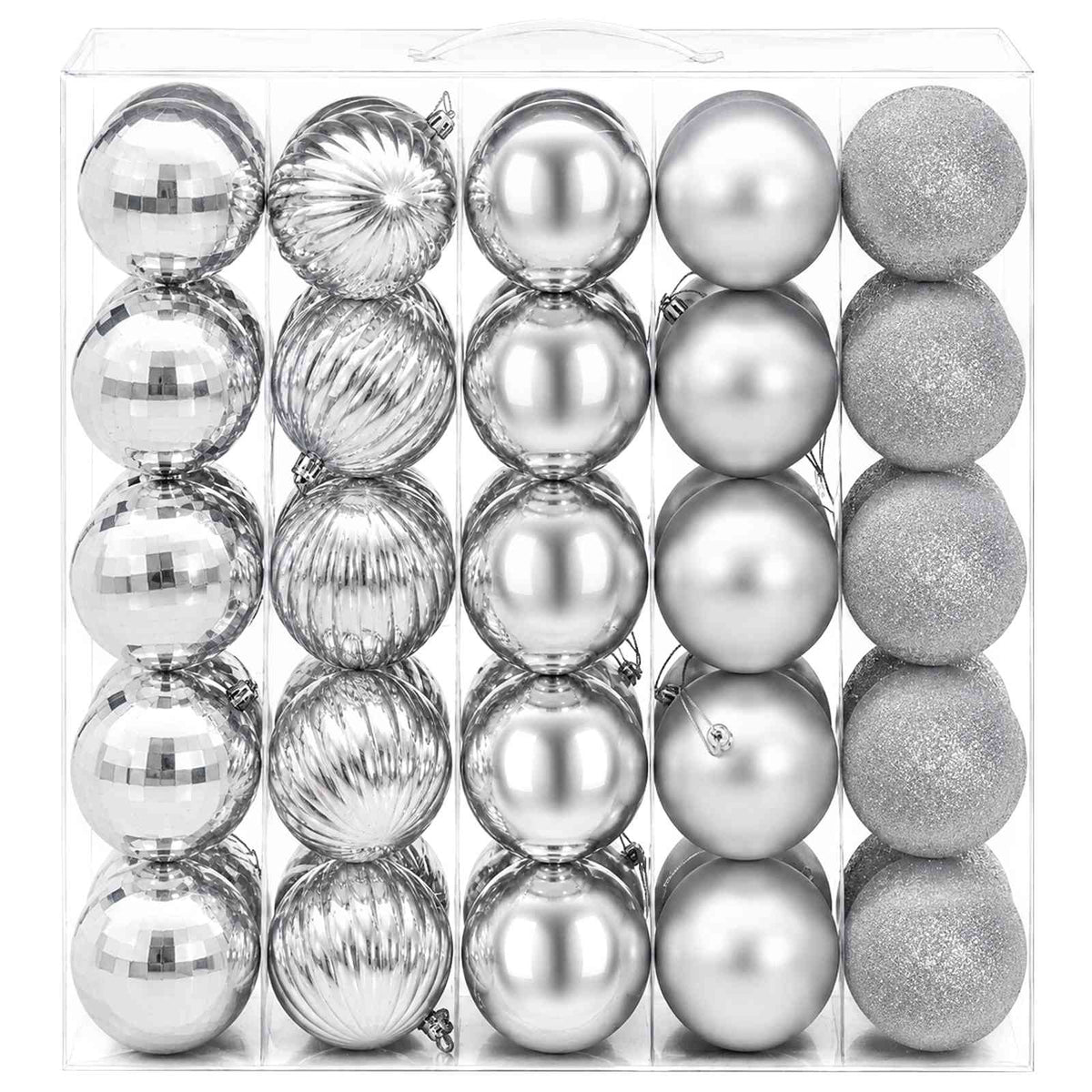 Christmas Ball Set 50 pcs Silver 8 cm Polystyrene