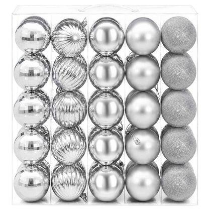 Christmas Ball Set 50 pcs Silver 8 cm Polystyrene