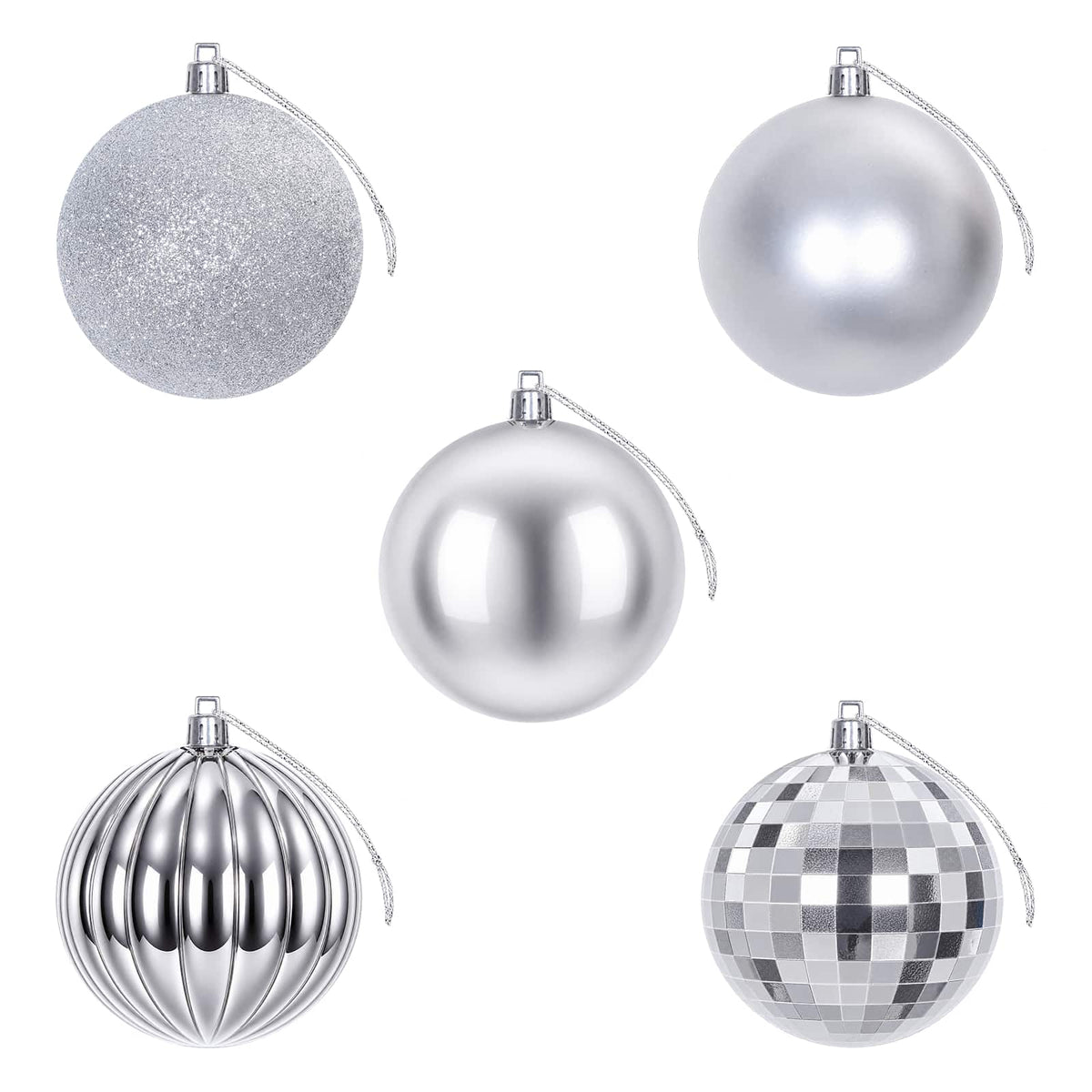 Christmas Ball Set 50 pcs Silver 8 cm Polystyrene