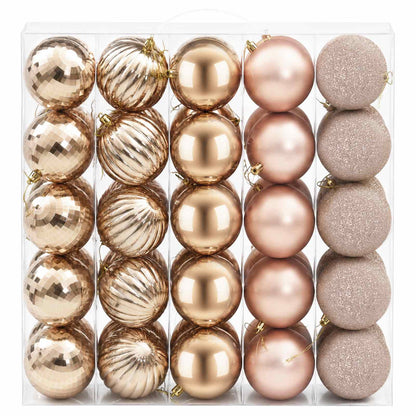 Christmas Ball Set 50 pcs Rose Gold 8 cm Polystyrene