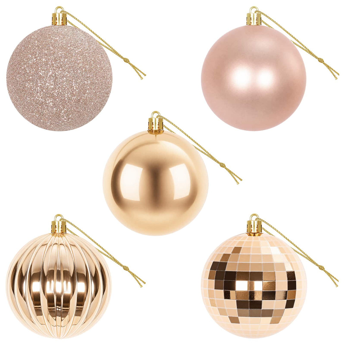 Christmas Ball Set 50 pcs Rose Gold 8 cm Polystyrene