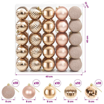 Christmas Ball Set 50 pcs Rose Gold 8 cm Polystyrene