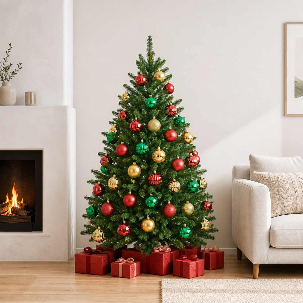 Christmas Ball Set 50 pcs Red, Gold and Green 8 cm Polystyrene