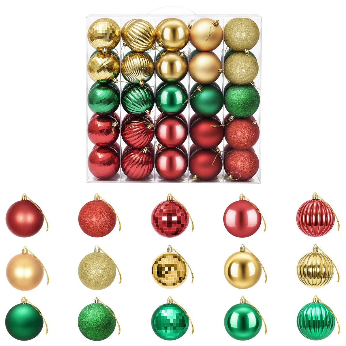 Christmas Ball Set 50 pcs Red, Gold and Green 8 cm Polystyrene