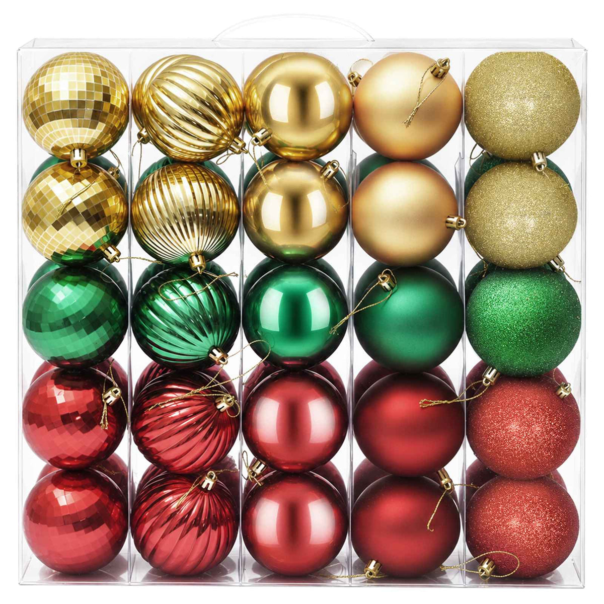 Christmas Ball Set 50 pcs Red, Gold and Green 8 cm Polystyrene