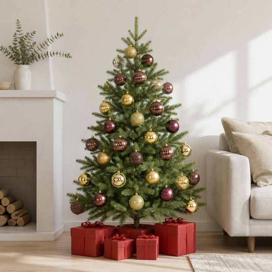 Christmas Ball Set 50 pcs Brown and Gold 8 cm Polystyrene